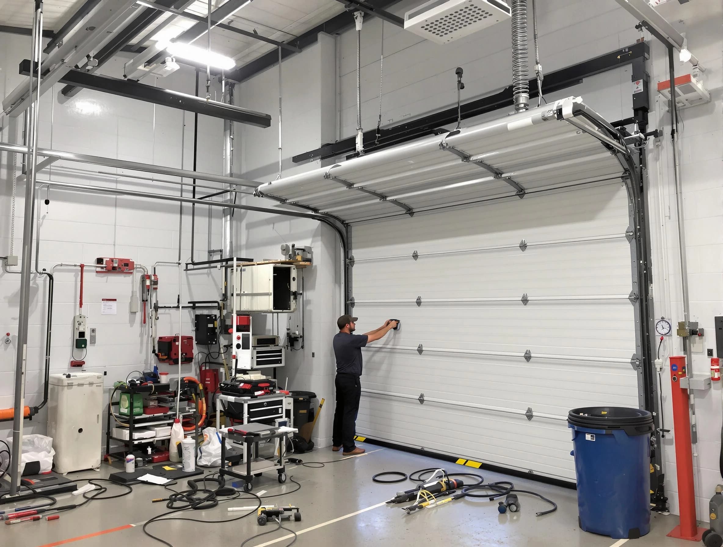 Mount Pleasant Garage Door Repair certified technician performing commercial door repair at a Mount Pleasant business facility