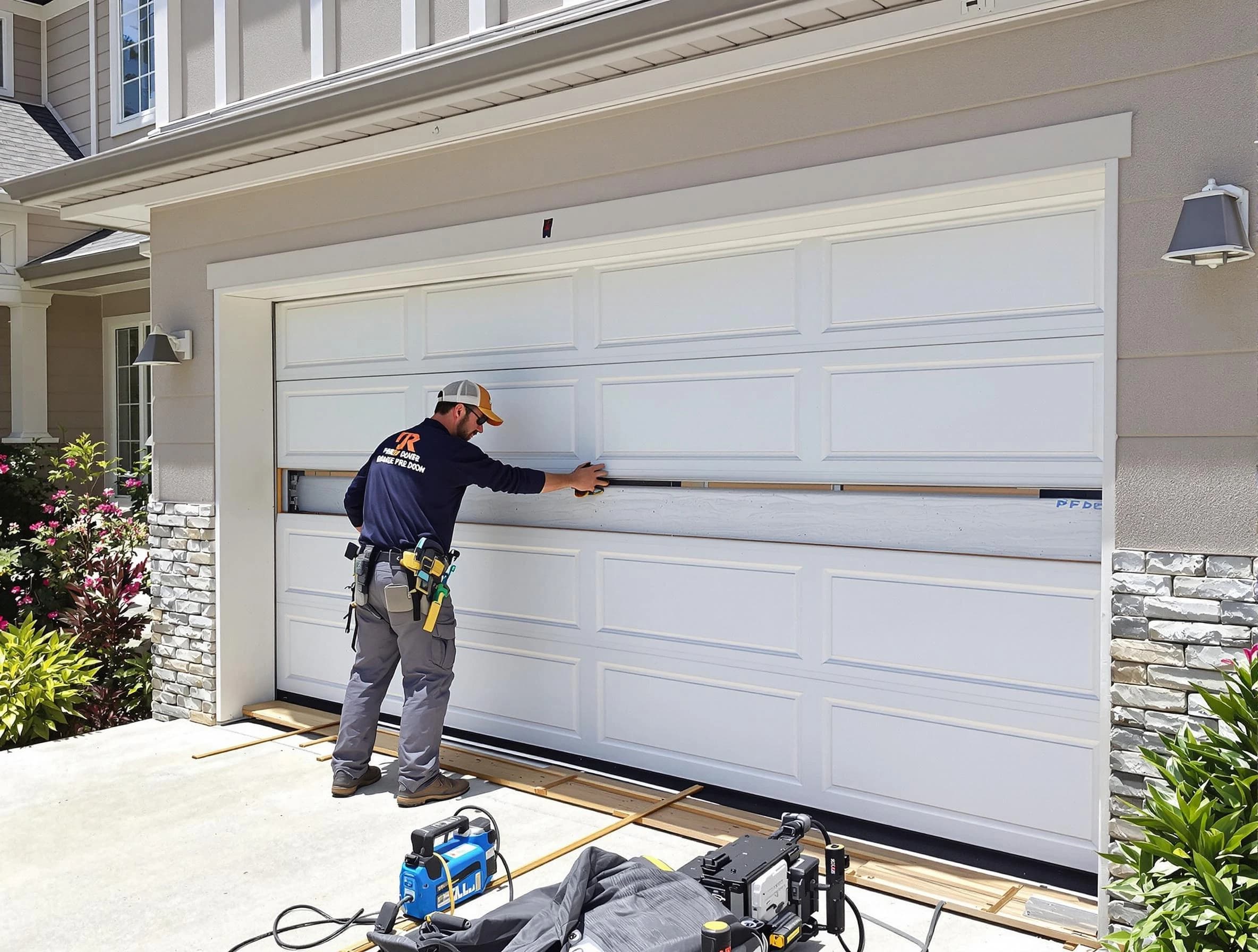 Mount Pleasant Garage Door Repair team performing complete garage door replacement at Mount Pleasant residence