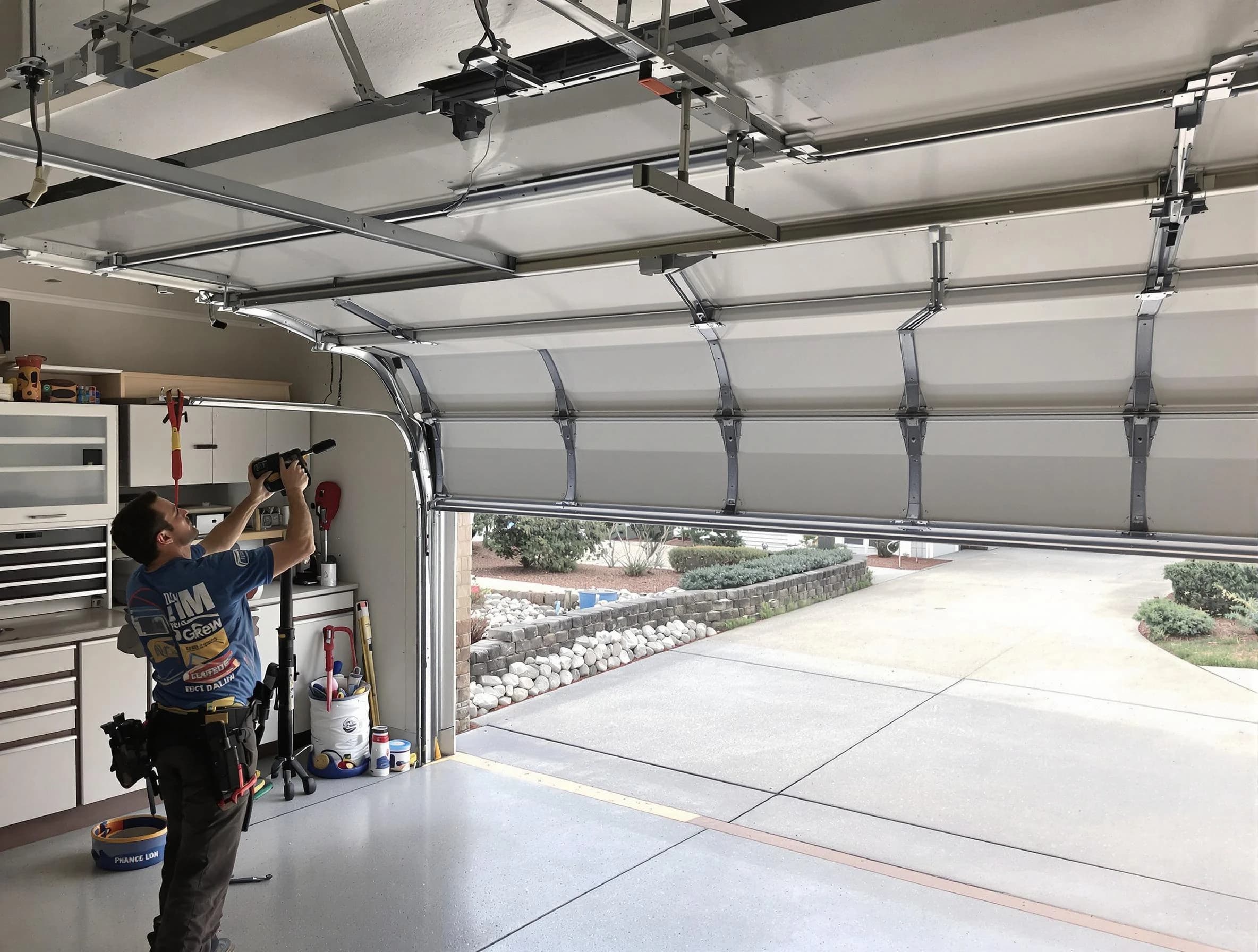 Garage door track repair service by Mount Pleasant Garage Door Repair in Mount Pleasant