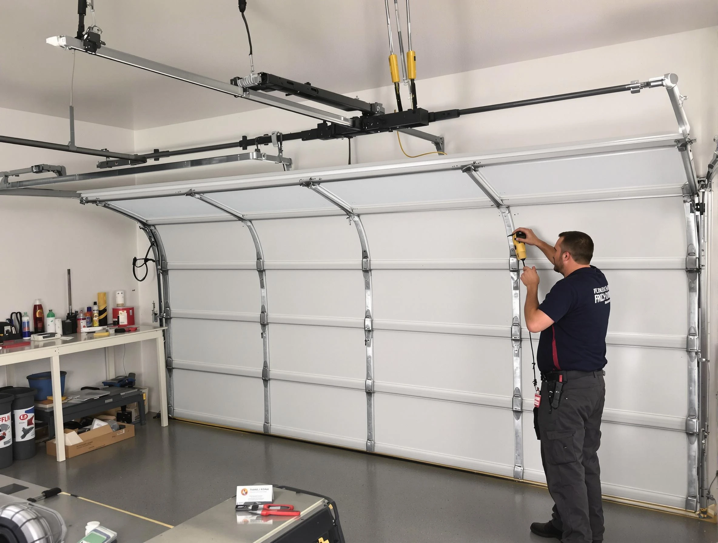 Mount Pleasant Garage Door Repair certified technician performing overhead door system repair in Mount Pleasant