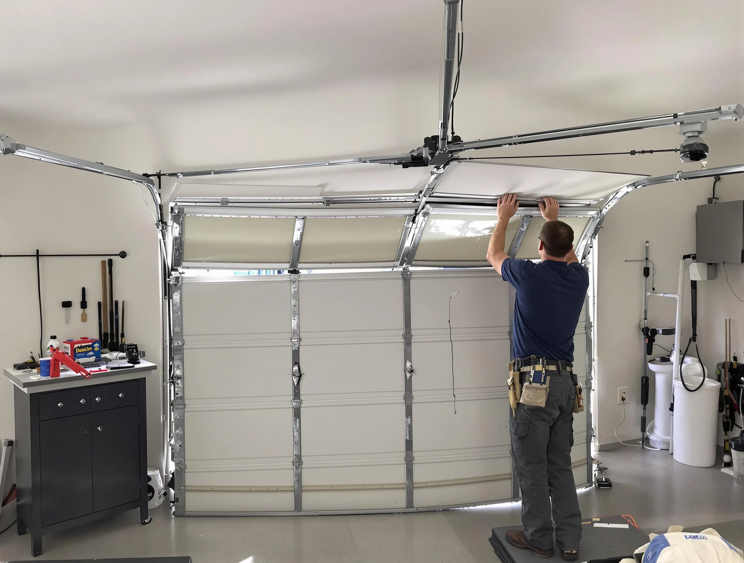 Mount Pleasant Garage Door Repair specialist performing precise section replacement on Mount Pleasant garage door