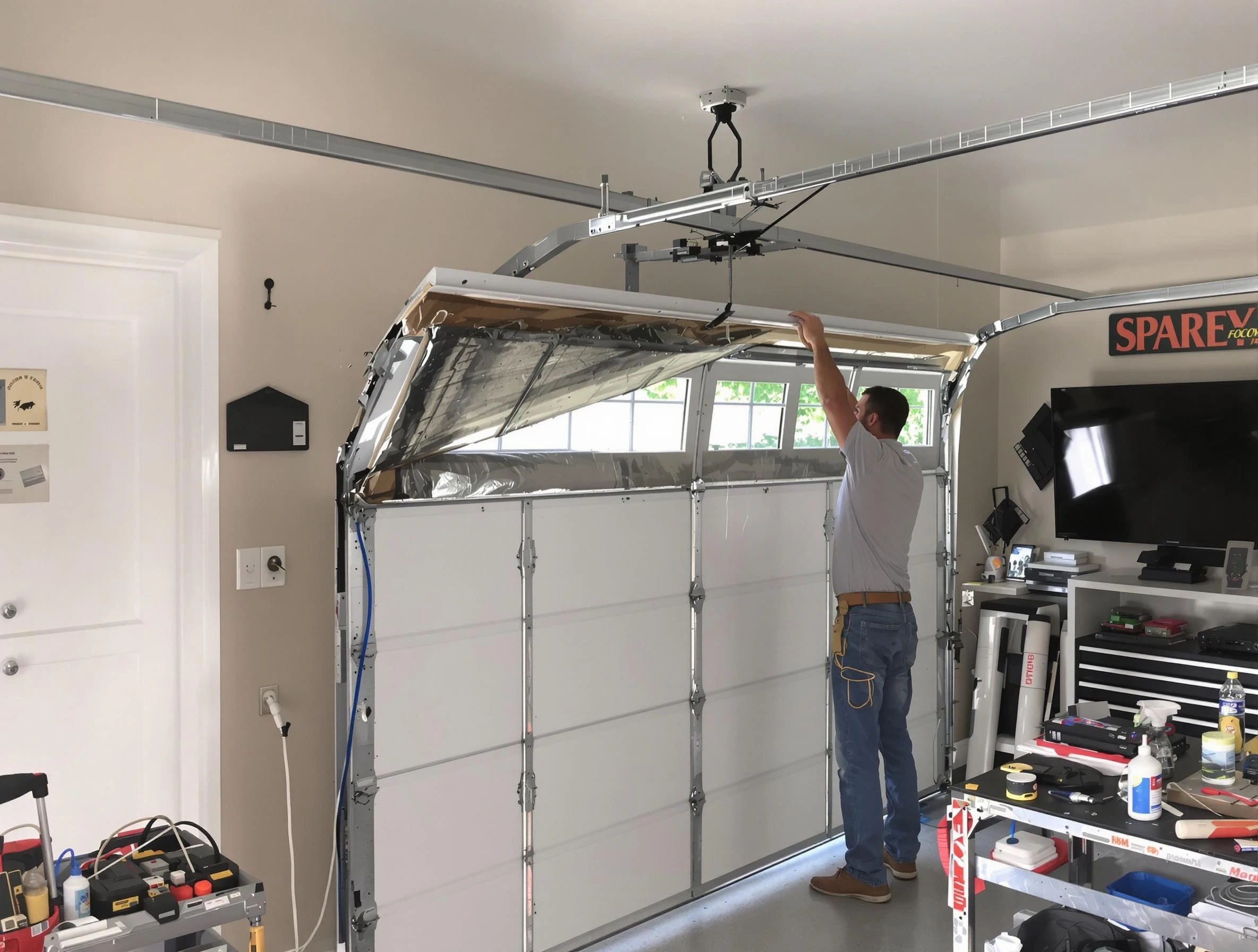 Garage door section replacement by Mount Pleasant Garage Door Repair in Mount Pleasant