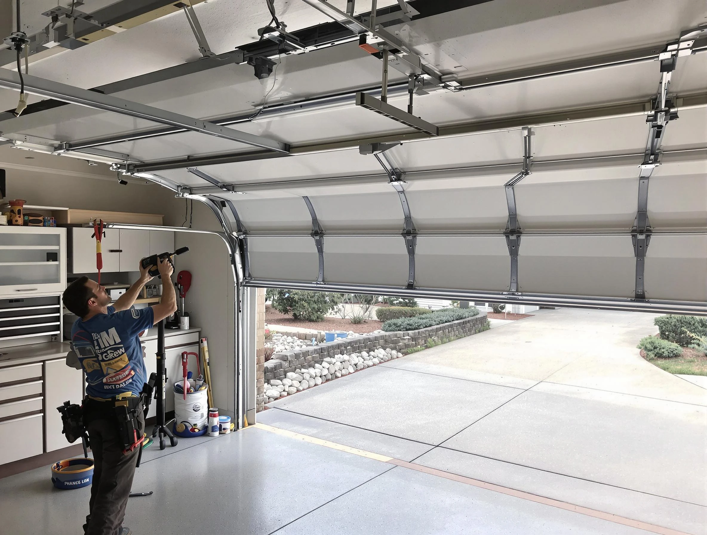 Garage door track repair service by Mount Pleasant Garage Door Repair in Mount Pleasant